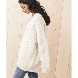 JENNI KAYNE Cable Cocoon Cardigan Ivory XXS NWT Oversized Alpaca Blend Sweater